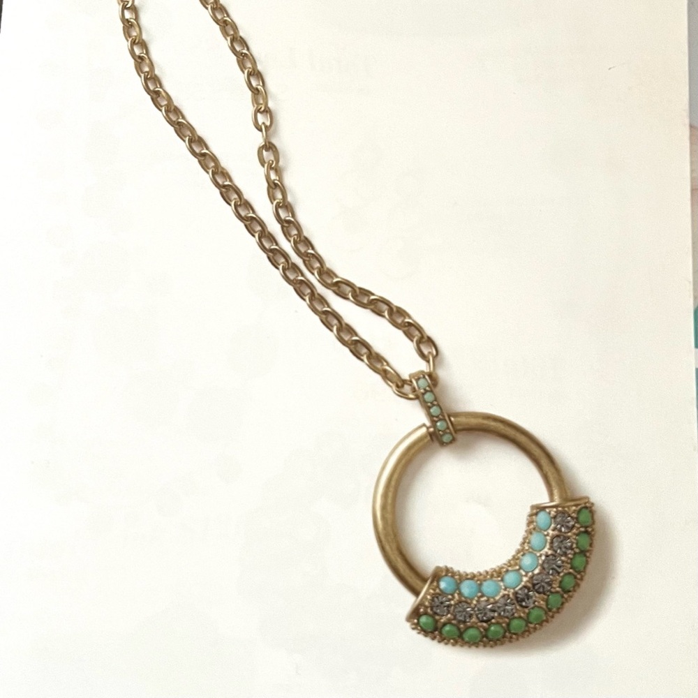 NWT lia sophia “Mirage / Chimera” necklace 28-31”, matte gold w/ cut crystals